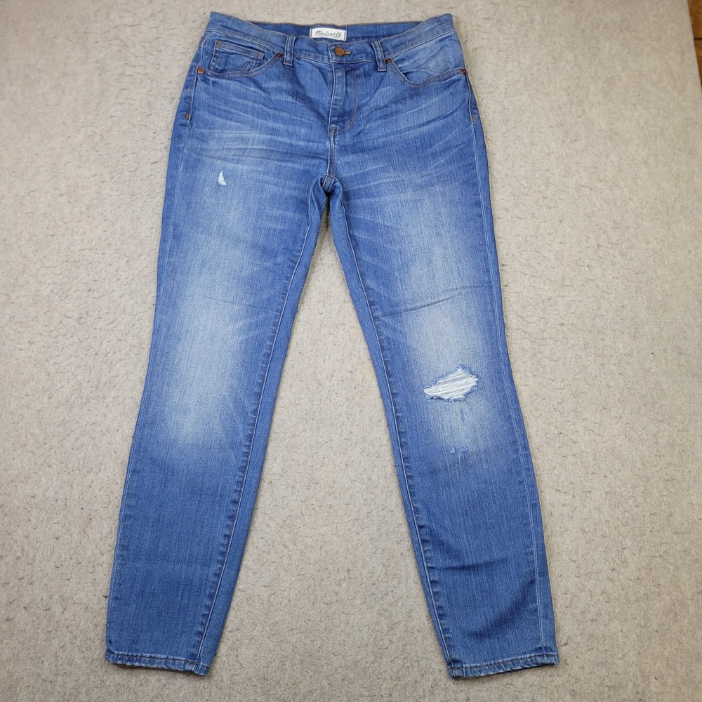 Madewell 9" High Riser Skinny Jeans Womens 31 Blue Light Wash Distressed Stretch